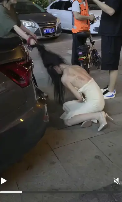 《白裙女子被抓头发跳河》小三疑云事件全揭秘，湘E车牌背后真相